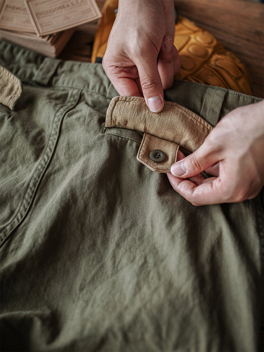 Pantalones de sarga con diseño de espiga M-47 del ejército francés, réplica