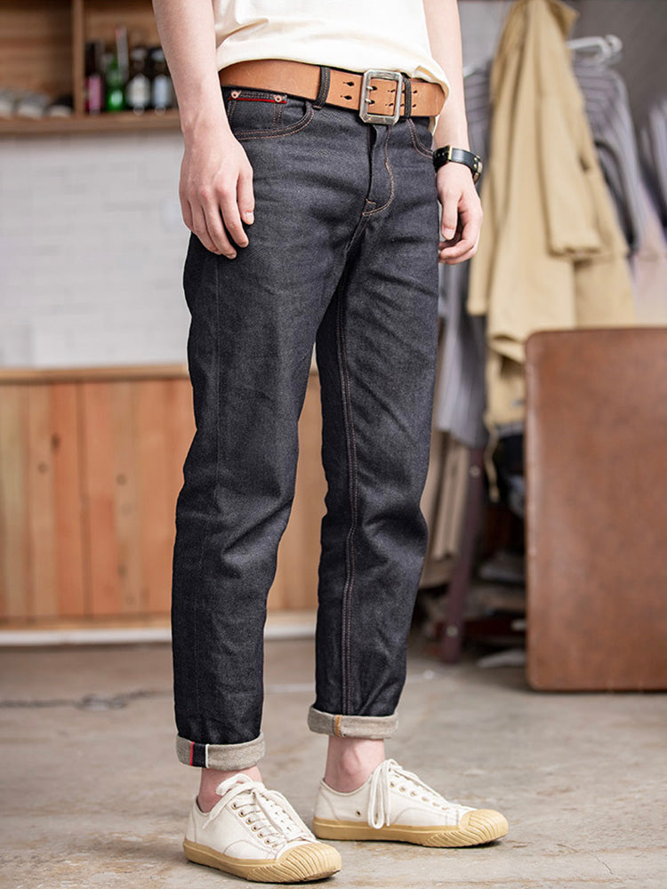 Jeans de Mezclilla Cruda Estilo Retro Americano para Hombre
