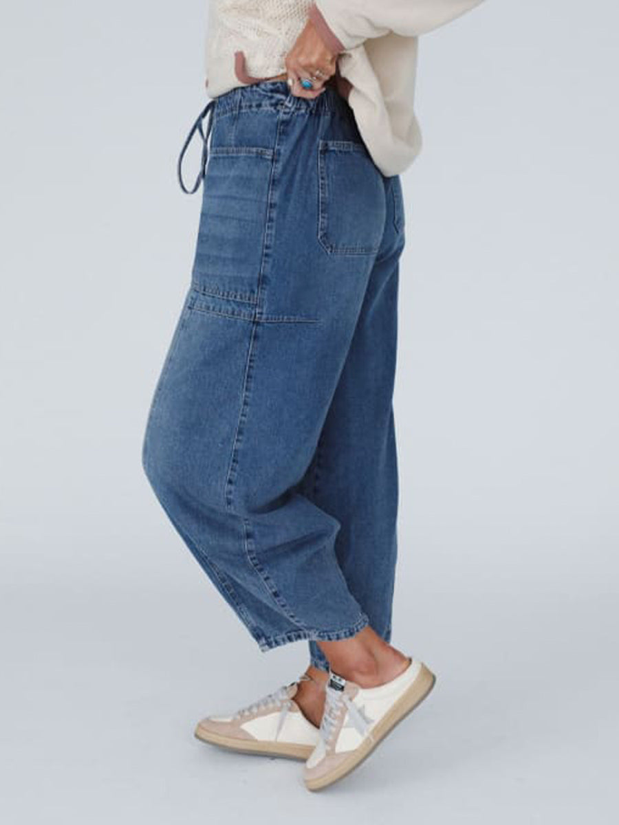 Pantalones vaqueros holgados con cordón para mujer