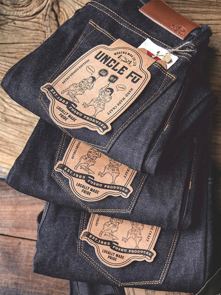 Jeans de Mezclilla Cruda Estilo Retro Americano para Hombre