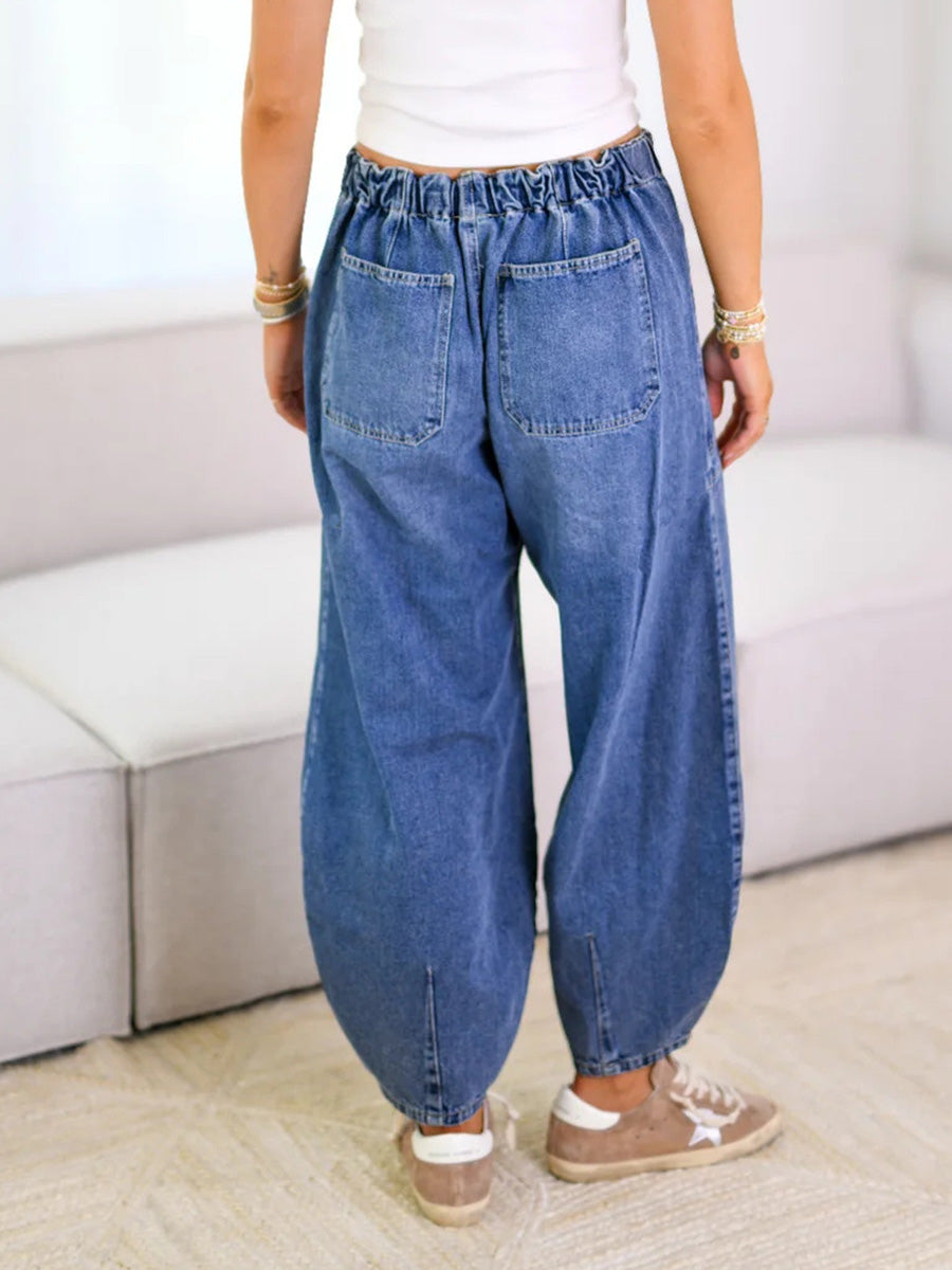 Pantalones vaqueros holgados con cordón para mujer