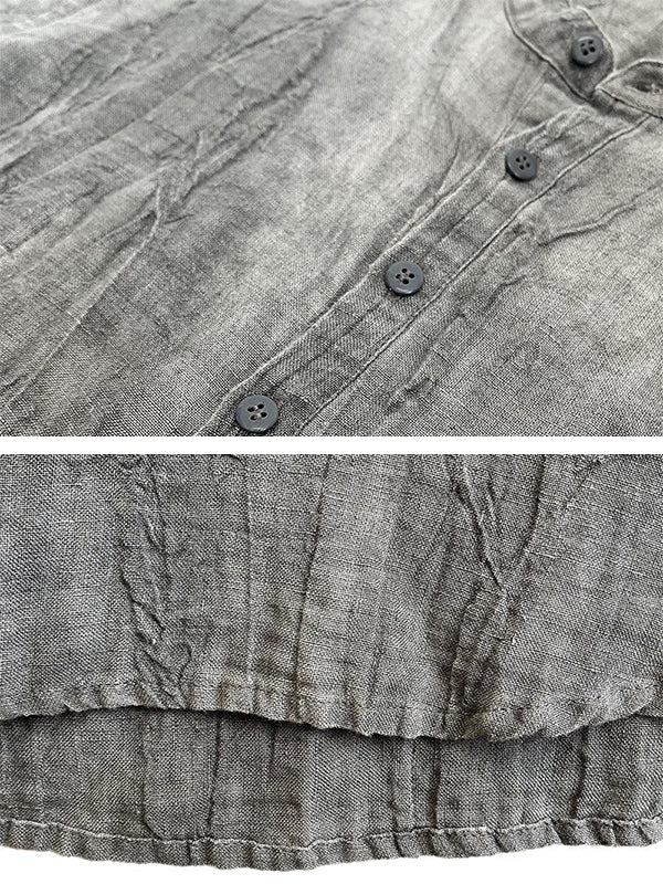 Herren-Henley-Shirt aus 100 % Leinen mit kurzen Ärmeln