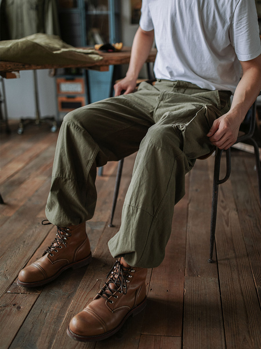 Pantalones de sarga con diseño de espiga M-47 del ejército francés, réplica