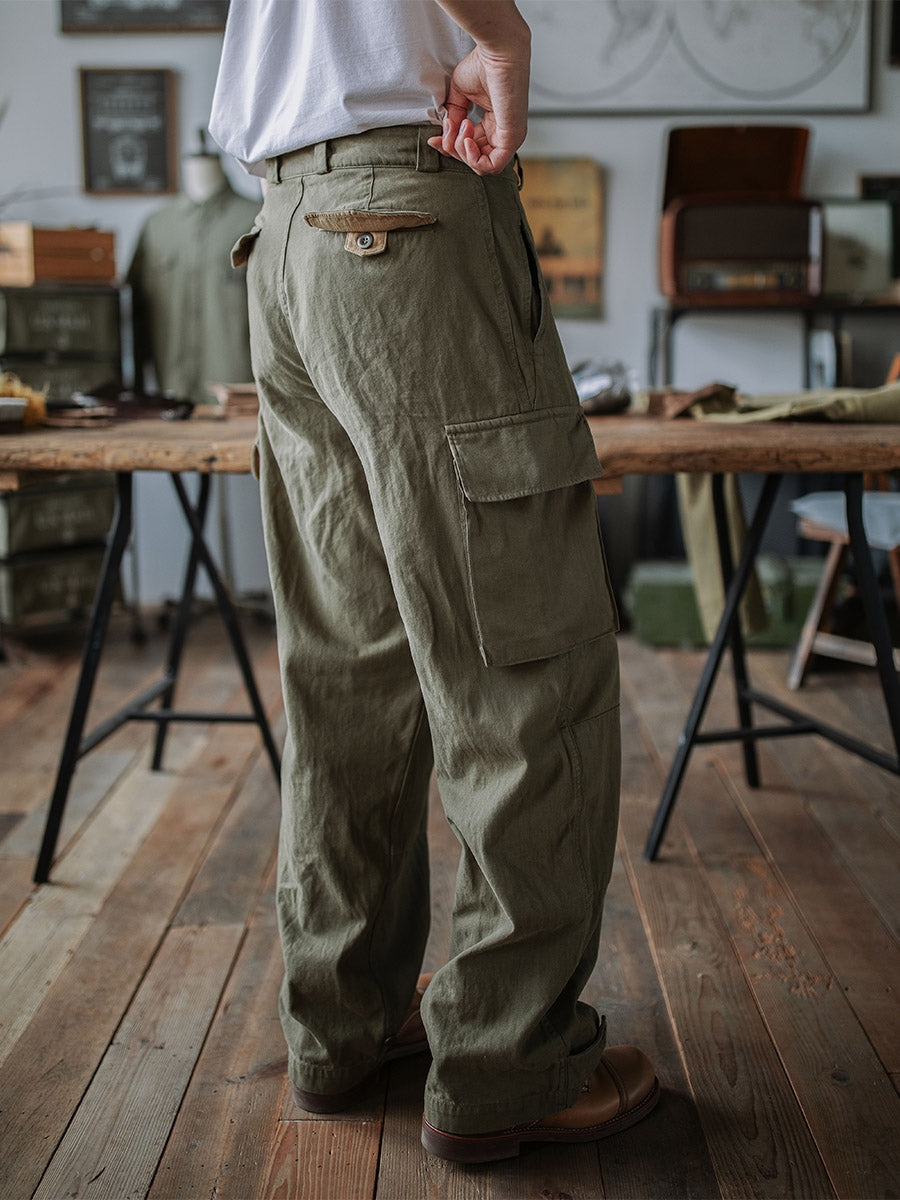 Pantalones de sarga con diseño de espiga M-47 del ejército francés, réplica