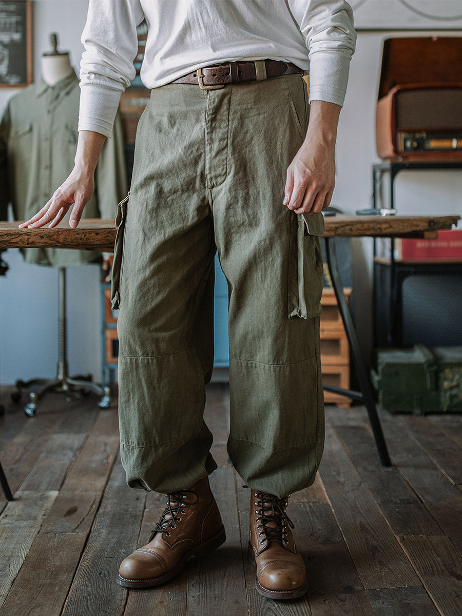Pantalones de sarga con diseño de espiga M-47 del ejército francés, réplica