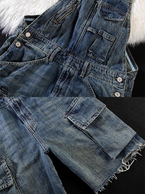 Claire Kurze Jeans-Latzhose für Damen mit Cargotaschen