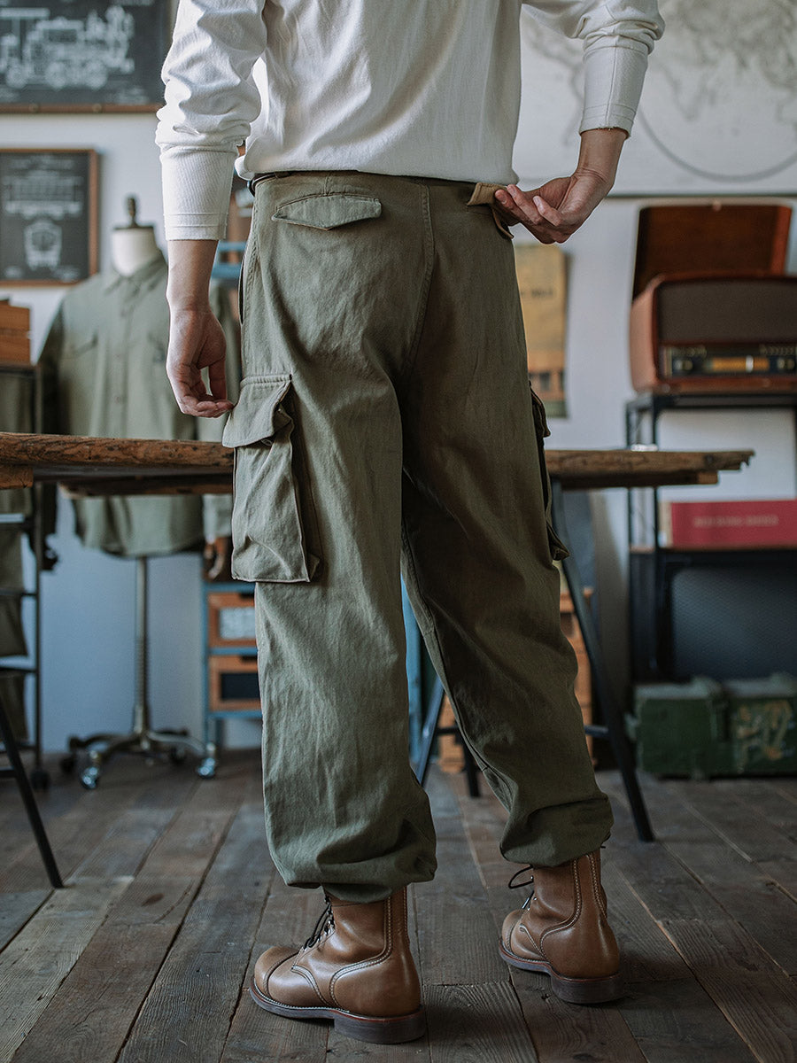 Pantalones de sarga con diseño de espiga M-47 del ejército francés, réplica