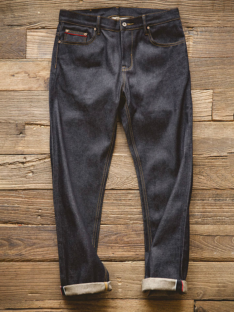 Jeans de Mezclilla Cruda Estilo Retro Americano para Hombre