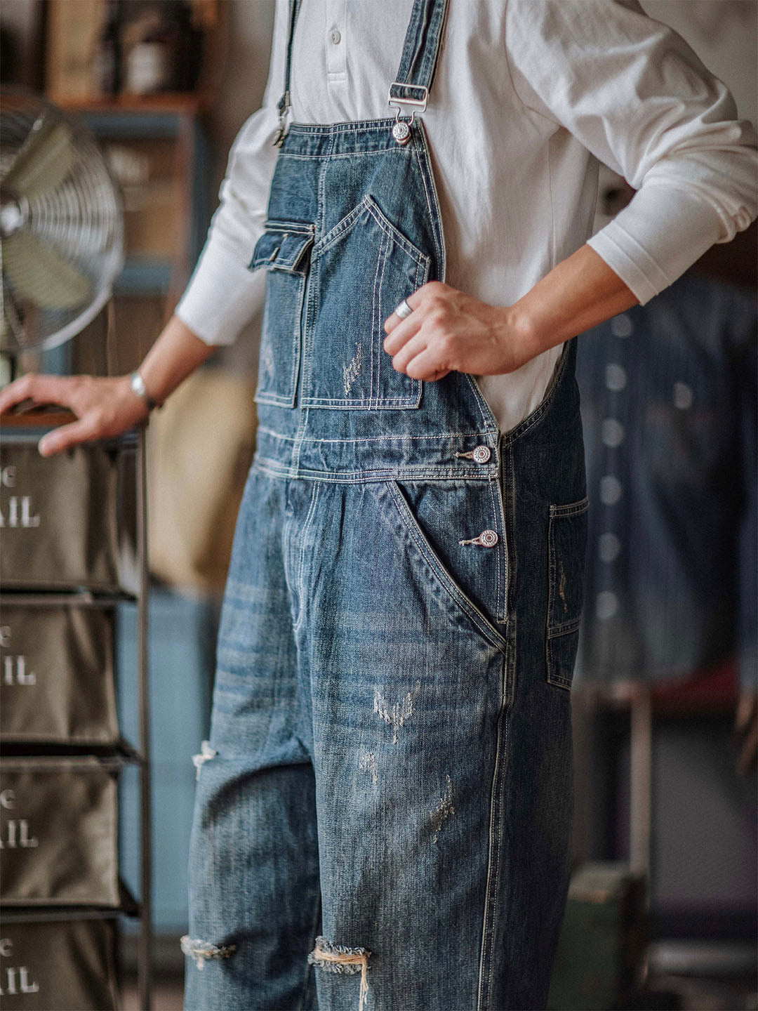 Peto vaquero desgastado para hombre