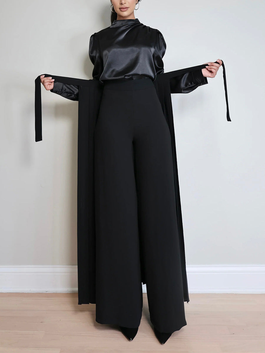Hermoso conjunto de sobrefalda plisada y pantalón