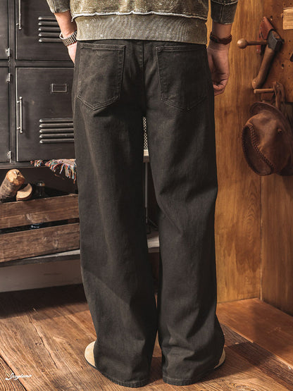 Herren‑Breitbein‑Arbeitshose aus Baumwolle Vintage‑Workwear‑Stil