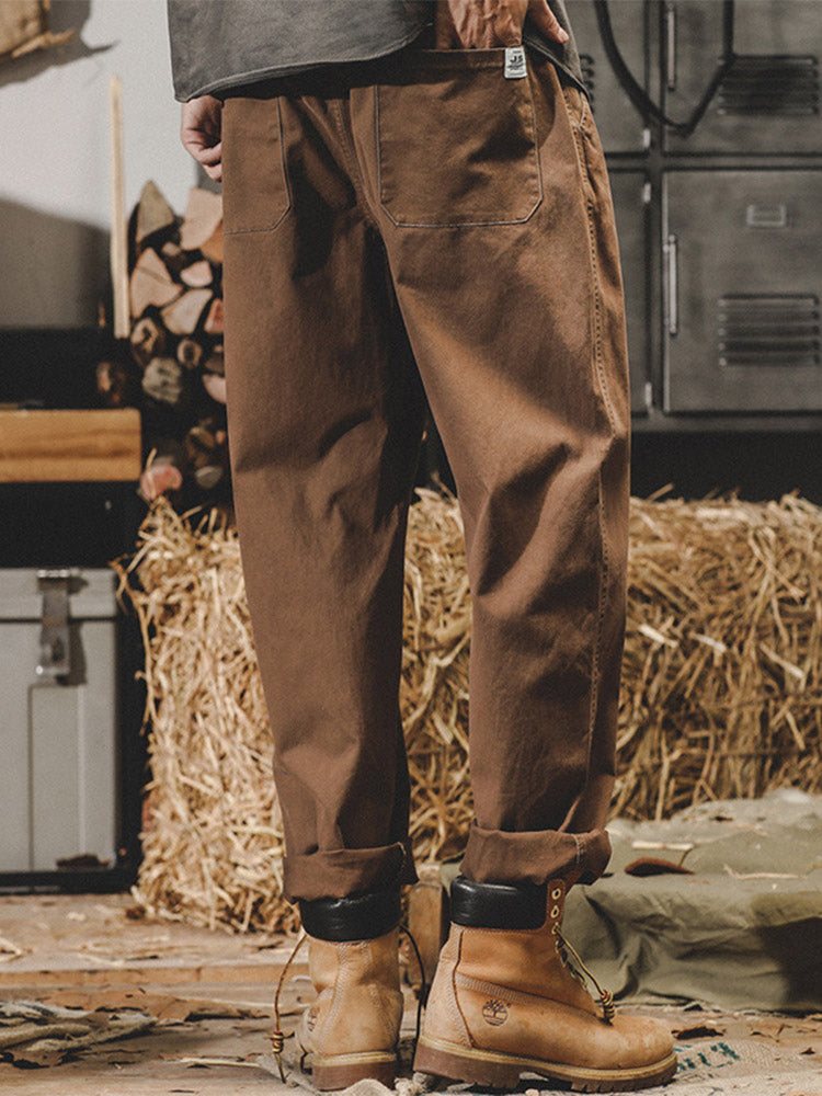 Pantalon décontracté pour homme en 98 % coton et 2 % élasthanne, avec taille à cordon de serrage
