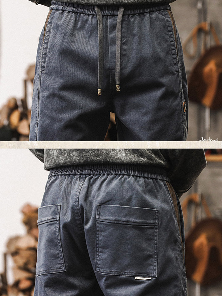 Pantalones de chándal para hombre con bandas laterales y acabado vintage