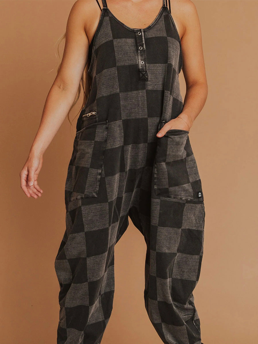 Oversize-Jumpsuit mit Karomuster für Damen