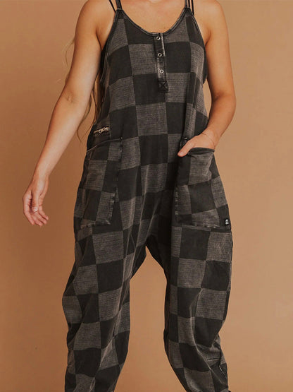 Oversize-Jumpsuit mit Karomuster für Damen
