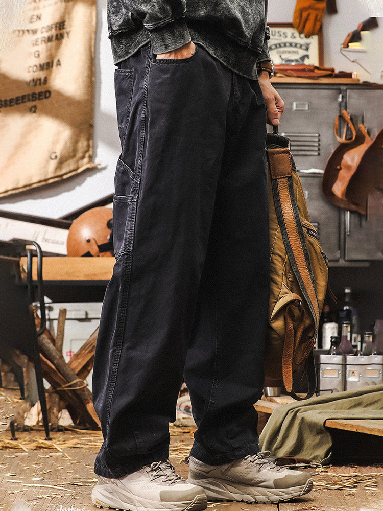 Men’s Wide-Leg Trousers in 100% Cotton – Retro Cargo Style