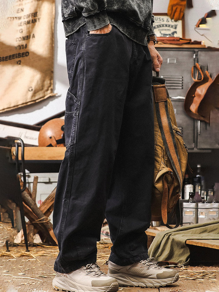 Men’s Wide-Leg Trousers in 100% Cotton – Retro Cargo Style