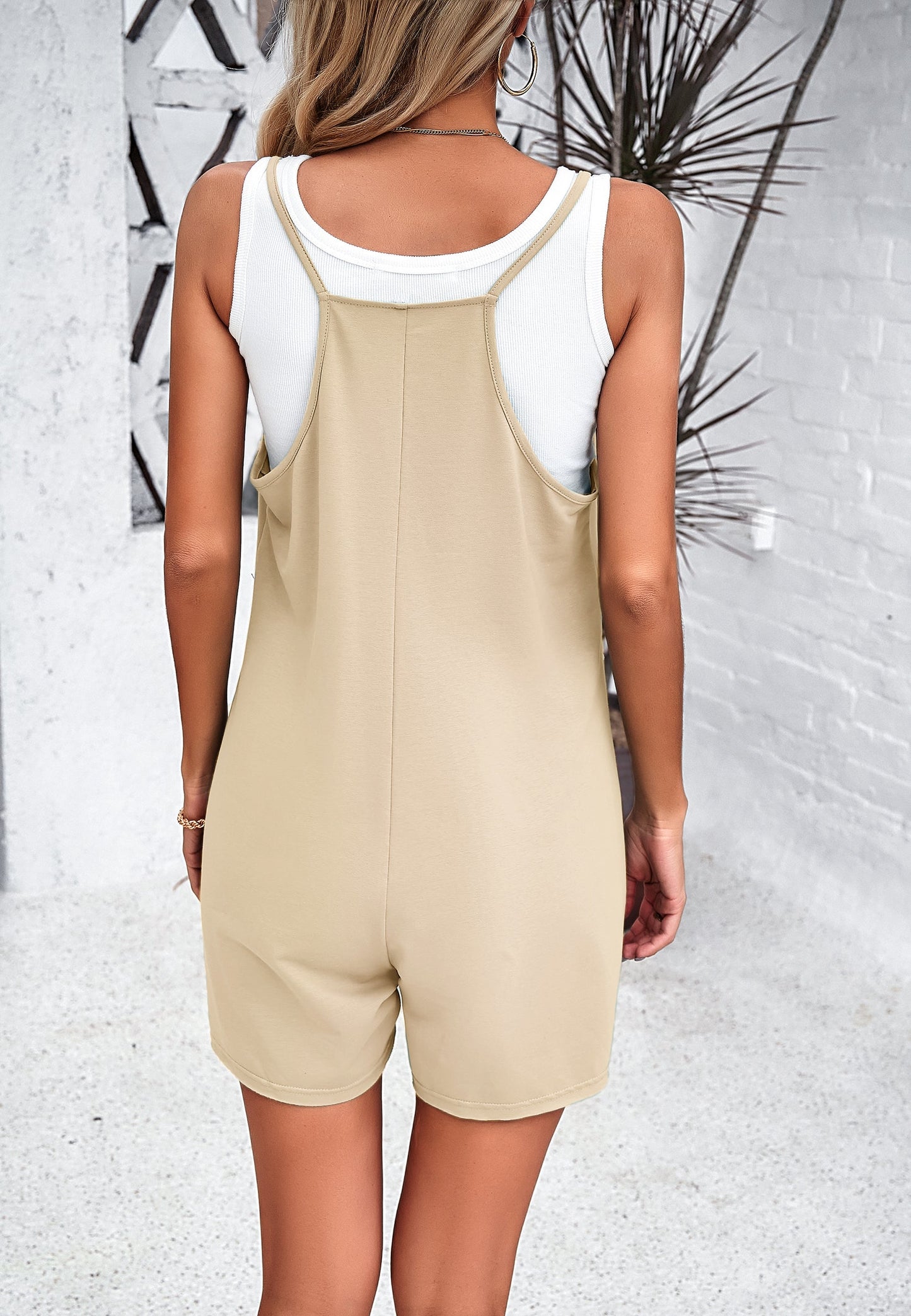 Casual Sleeveless Romper with Pockets