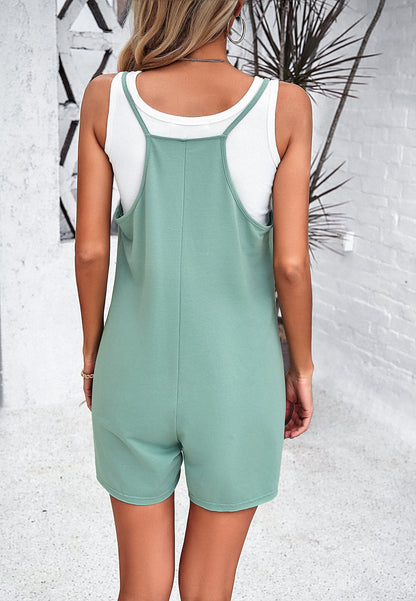 Casual Sleeveless Romper with Pockets