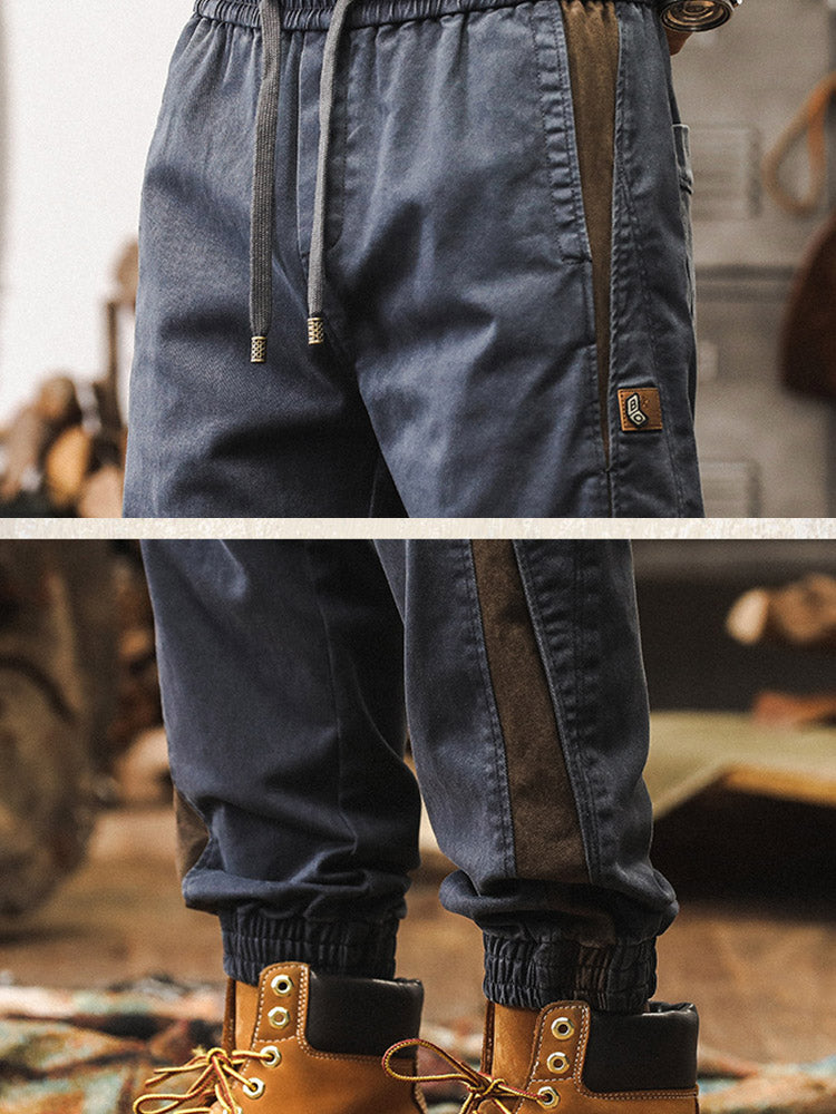 Pantalones de chándal para hombre con bandas laterales y acabado vintage