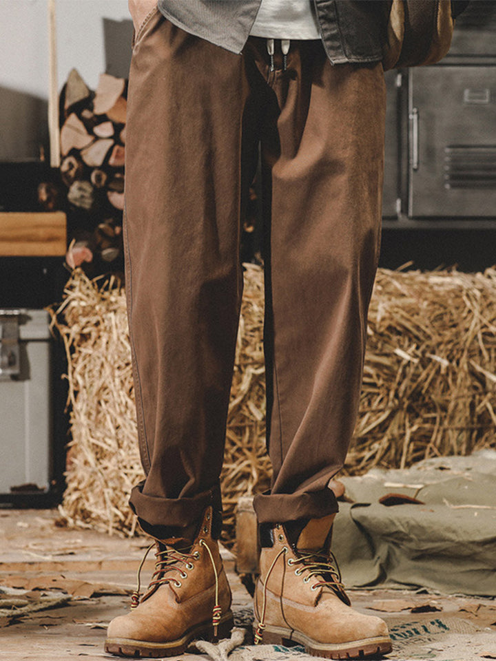 Pantalon décontracté pour homme en 98 % coton et 2 % élasthanne, avec taille à cordon de serrage