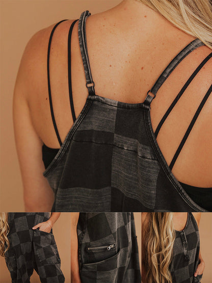 Oversize-Jumpsuit mit Karomuster für Damen