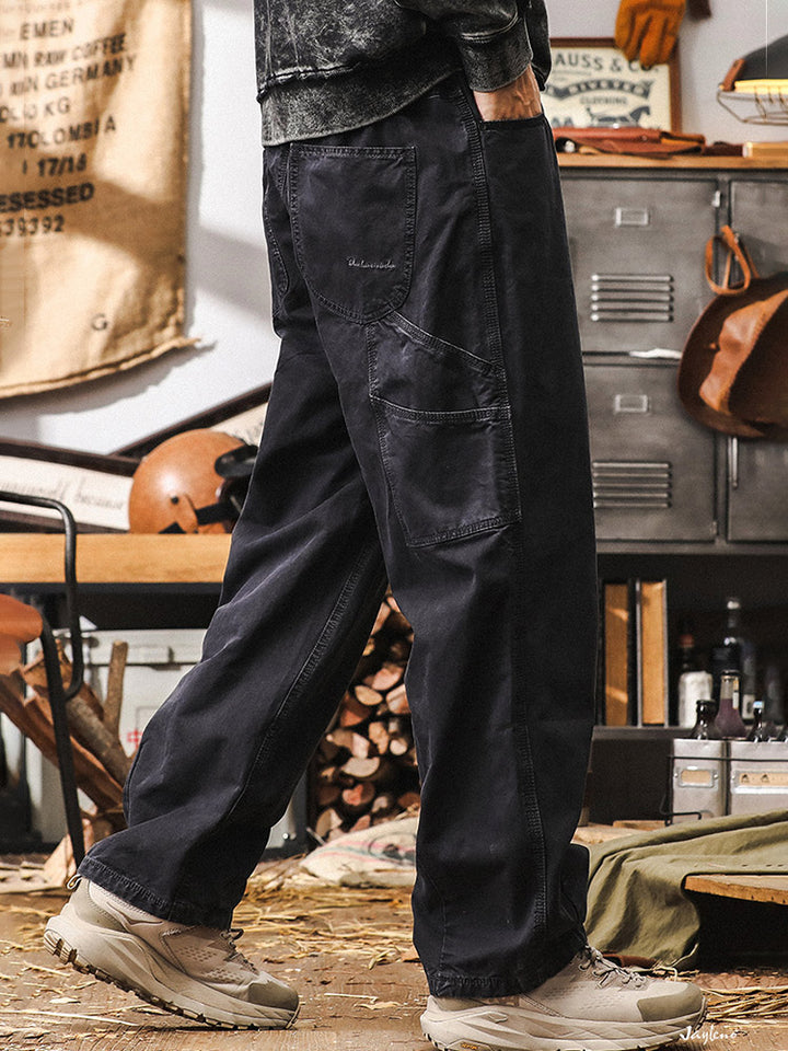 Men’s Wide-Leg Trousers in 100% Cotton – Retro Cargo Style