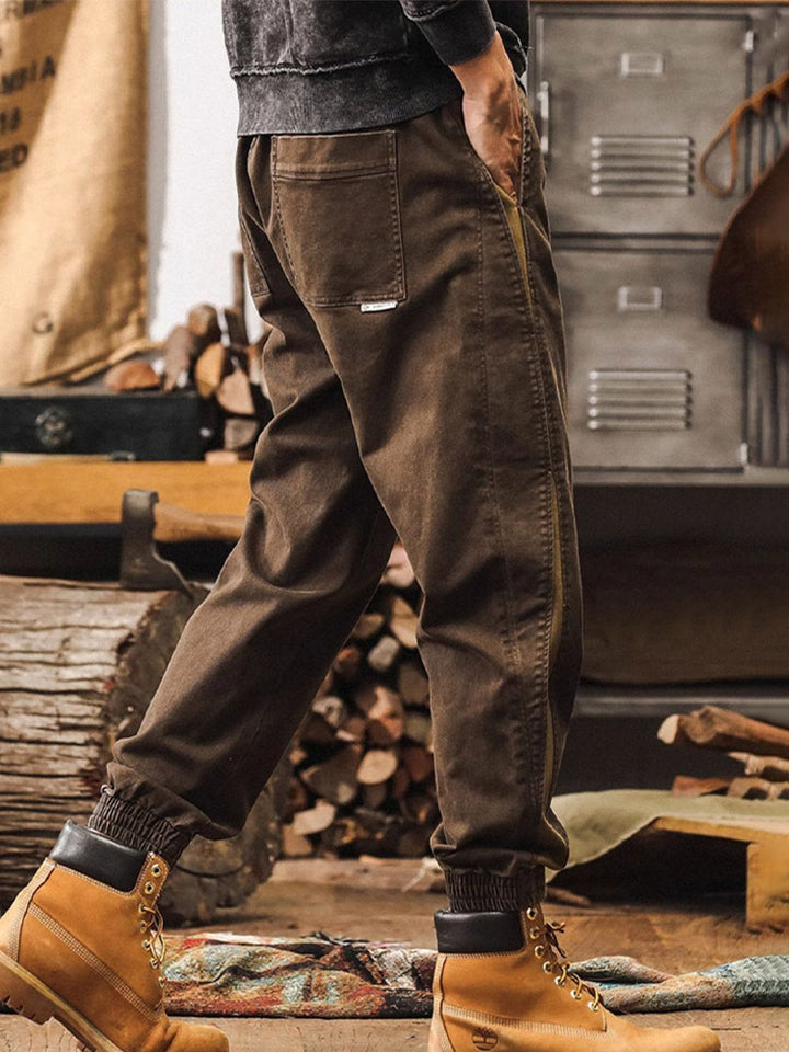 Pantalones de chándal para hombre con bandas laterales y acabado vintage