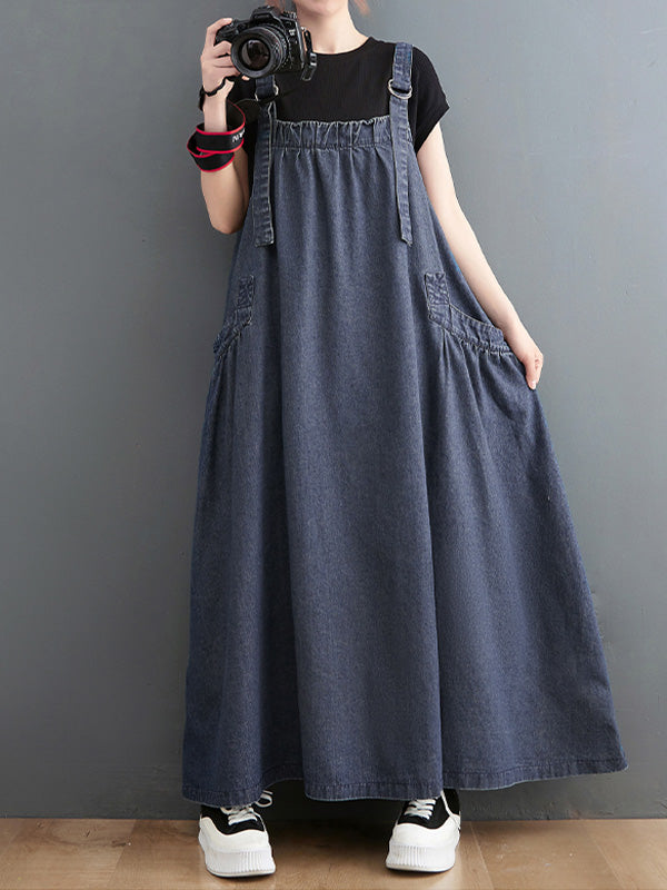 Vestido peto vaquero holgado para mujer