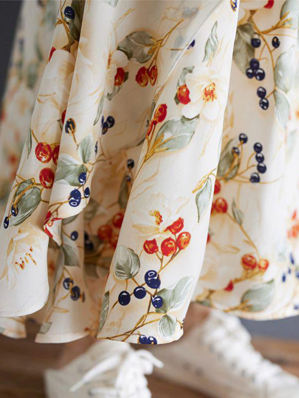 Vestido largo de mezclilla con estampado de acuarela y patchwork