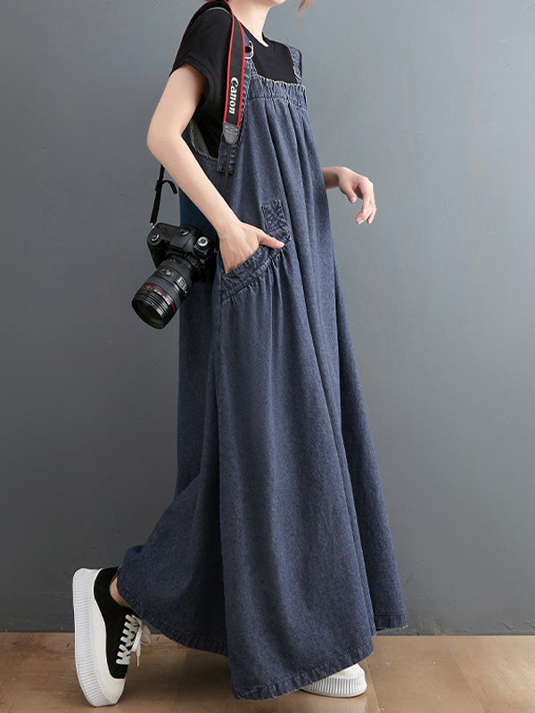 Vestido peto vaquero holgado para mujer