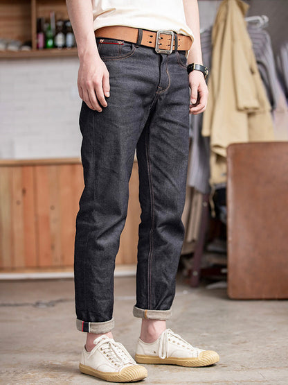 Jeans de Mezclilla Cruda Estilo Retro Americano para Hombre