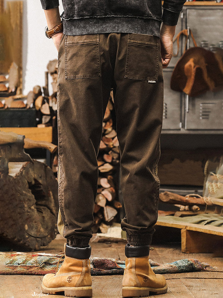 Pantalones de chándal para hombre con bandas laterales y acabado vintage