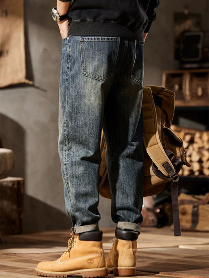 Männer Retro‑Waschen Ballon‑Fit‑Jeans mit Mehrfachtaschen‑Design