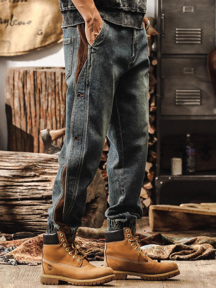 Herren Jogger‑Jeans mit Kord‑Einsätzen