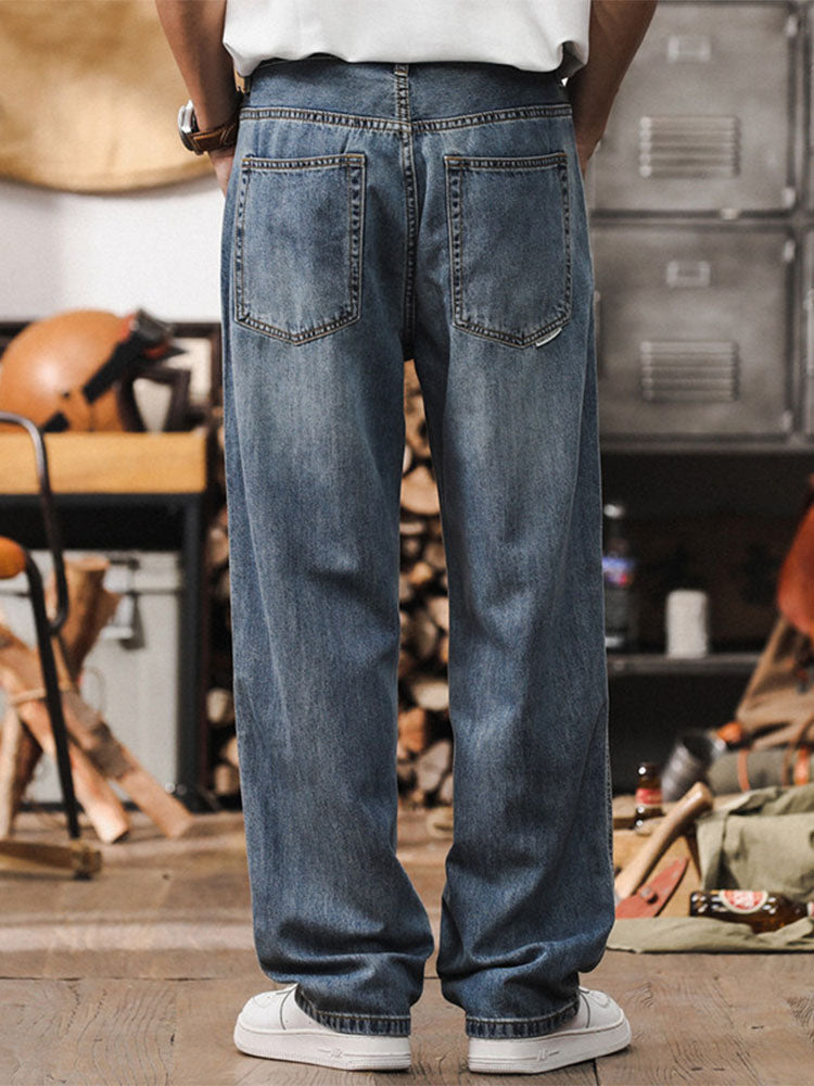 Herren Wide‑Leg Jeans‑Freizeithose im Retro‑Stil