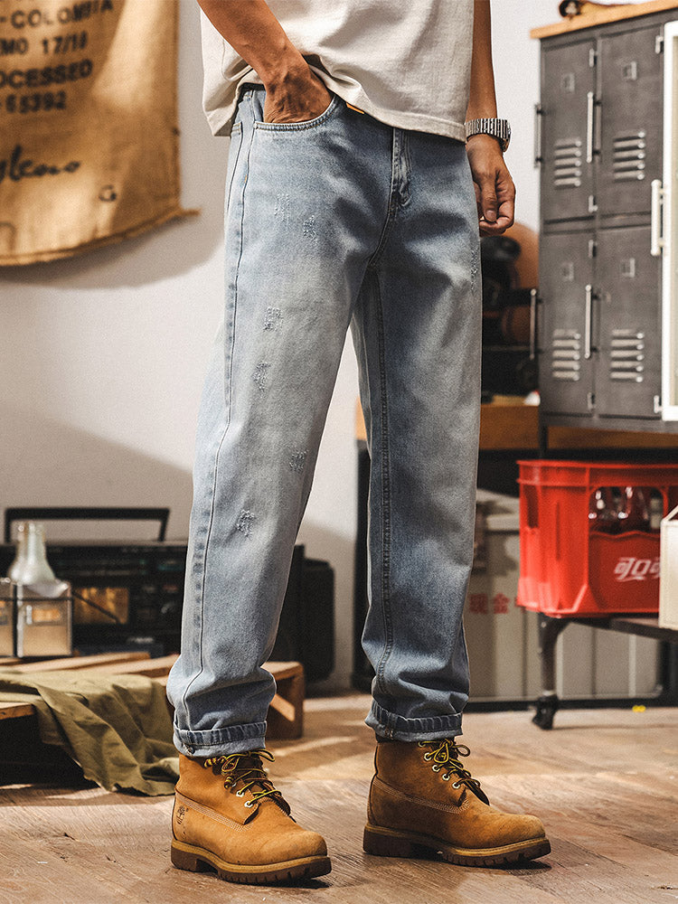 Vaqueros para hombre con lavado sutil y detalles de estilo vintage