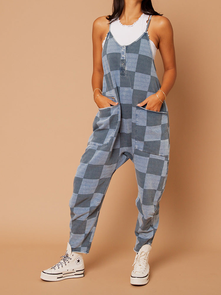 Oversize-Jumpsuit mit Karomuster für Damen