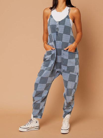 Oversize-Jumpsuit mit Karomuster für Damen