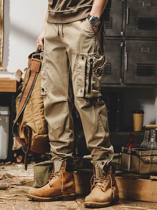 Men's Cotton Stretch Multi-Pocket Cargo Jogger Pants