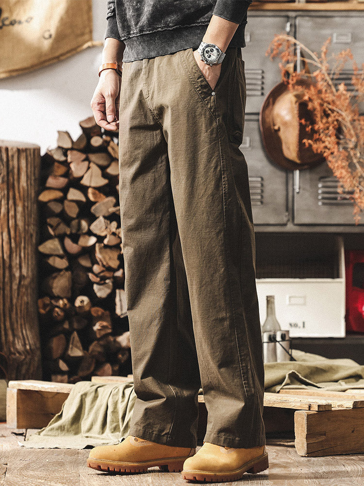 Pantaloni da uomo in stile retrò, in 100% cotone, con gamba ampia