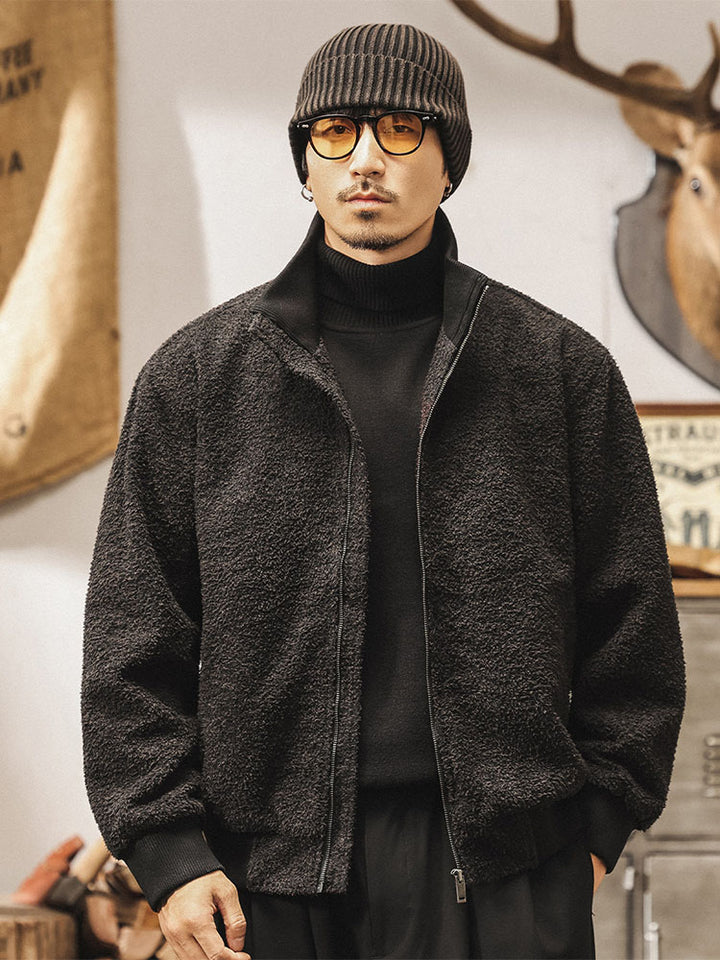 Chaqueta bomber retro con cremallera para hombre