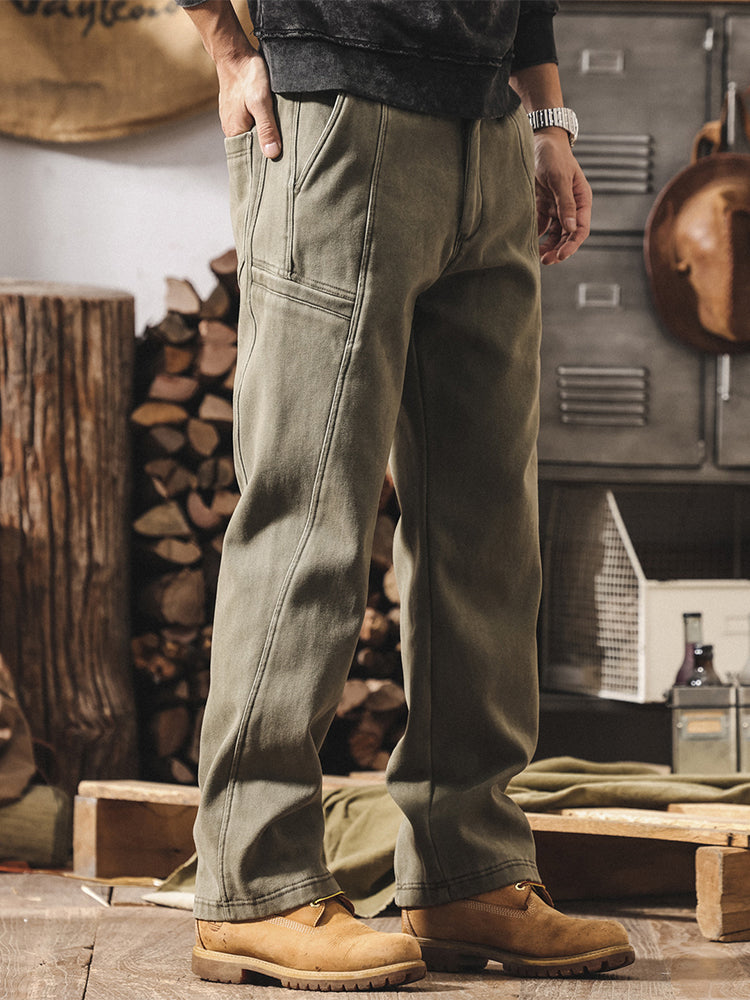 Herren 100% Baumwolle Cargohose, Weites Bein Vintage Arbeitshose