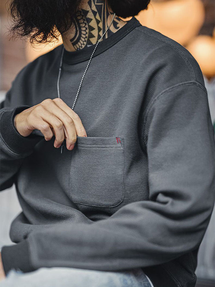 Herren-Sweatshirt mit Waffelstrickmuster