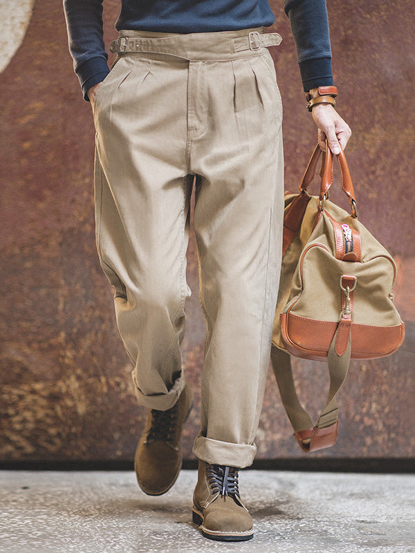 Pantalones Gurkha de corte recto y casual para hombre, estilo vintage