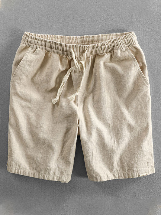 Lässige Herren-Shorts aus Ramie-Baumwolle mit Kordelzug