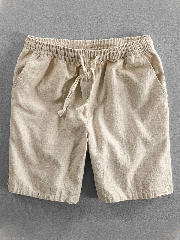 Lässige Herren-Shorts aus Ramie-Baumwolle mit Kordelzug