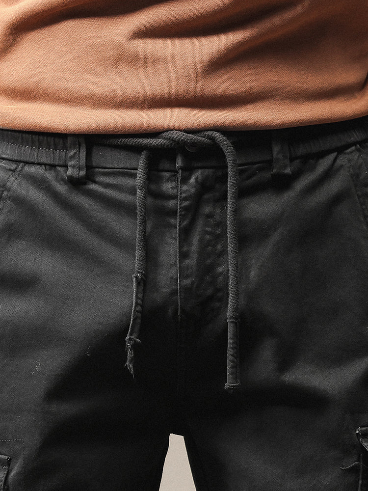 Pantaloni cargo jogger da uomo in stile vintage con tasche multiple e bottoni