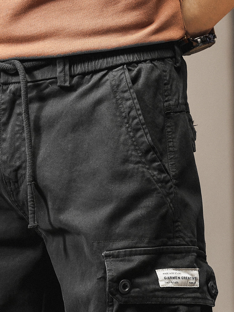 Pantaloni cargo jogger da uomo in stile vintage con tasche multiple e bottoni