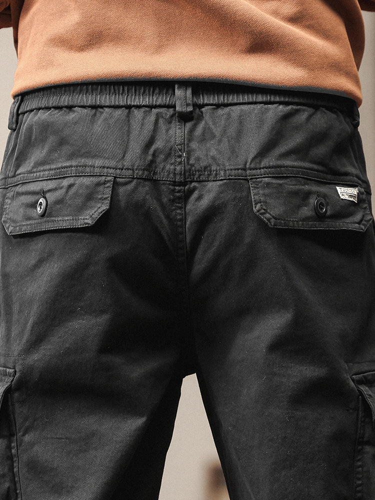 Pantaloni cargo jogger da uomo in stile vintage con tasche multiple e bottoni